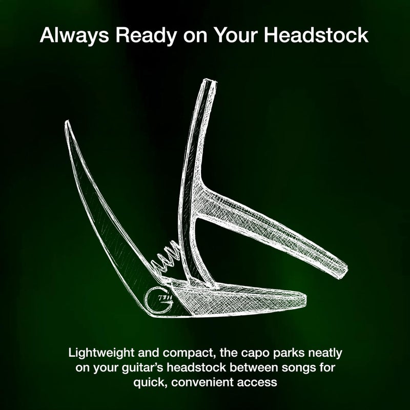 G7th Nashville Guitar Capo, Steel String Satin Black - 55mm Lightweight, Fast Action Spring Capo -Silicone Protection for Guitar Neck & Tone Clarity - Perfect for 6 String Acoustic or Electric Guitars - Image 4